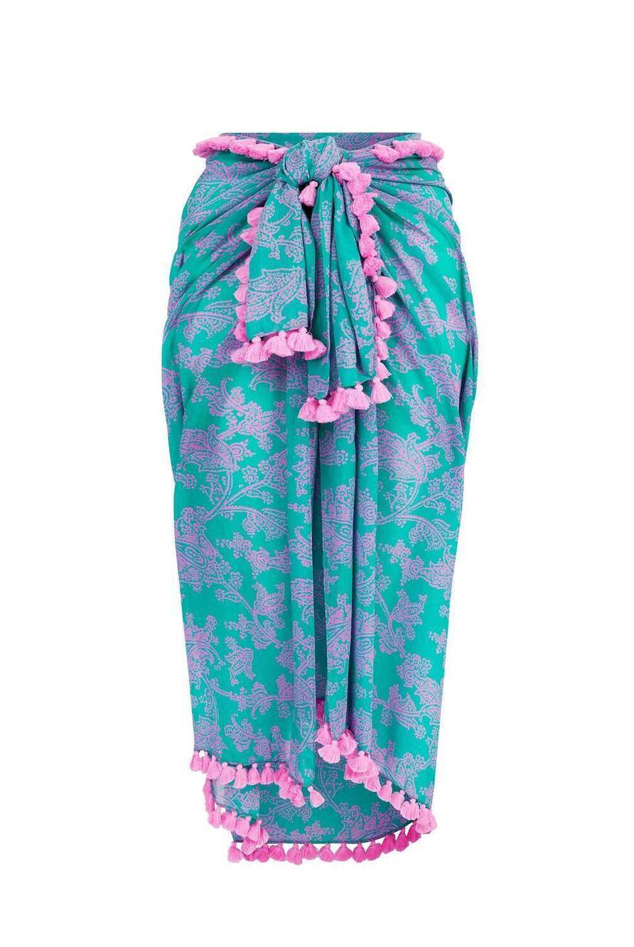 NEW HEIDI KLEIN women's santa rosa sarong in teal print